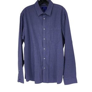 Mens Button Shirt APT 9 XL Check Cotton Blend Flex No Iron Relaxed Fit 3923